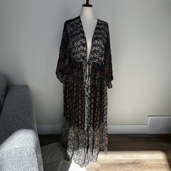 FREE PEOPLE Women's Bombay Mixed Print Duster In Navy Combo - Picture 2 of 9